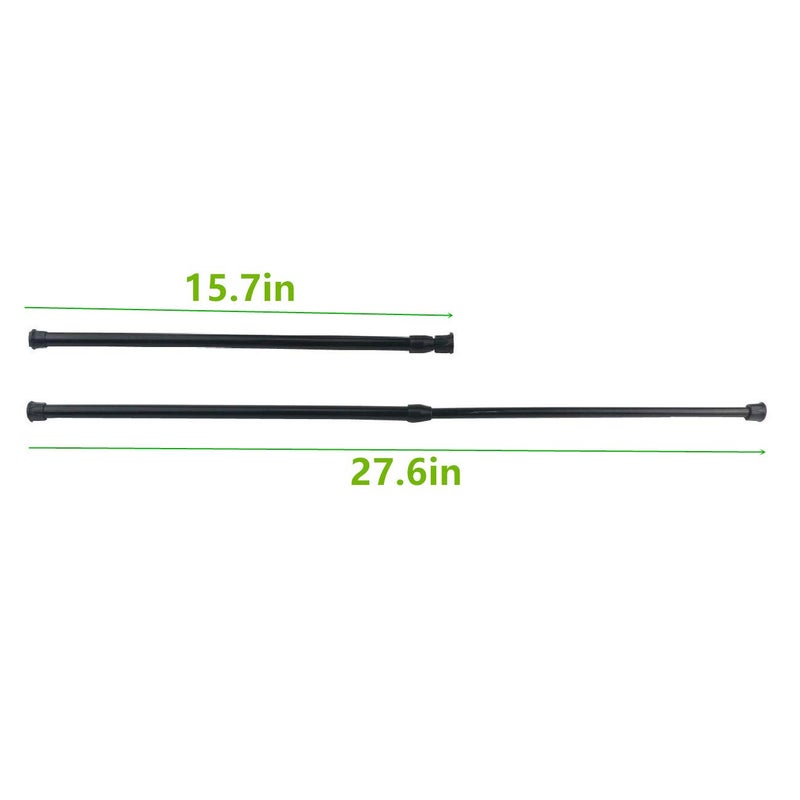 qinnsou 6 Pack Tension Rods, Adjustable Spring Steel Cupboard Bars Tension Curtain Rod Shower Rod Extendable Width 15.7-28 Inches (Black) - Image 2